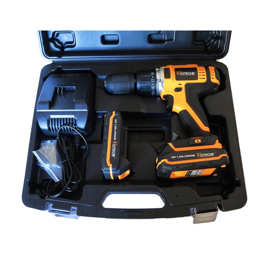 Trade Shop - Trapano Avvitatore Percussione 2 Batterie Litio 18v 1.5a + Valigia + Accessori -
