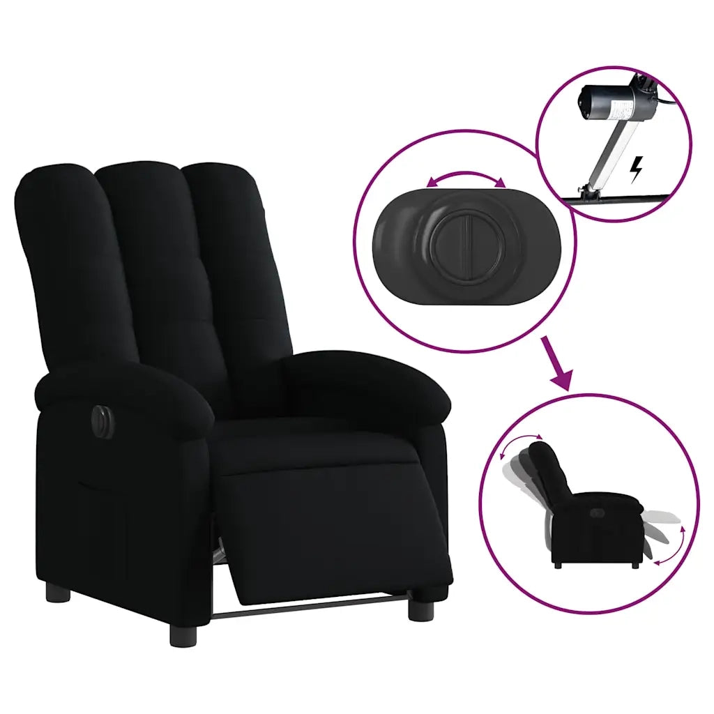Poltrona | Sedia Relax Elettrica Reclinabile Nera in Tessuto
