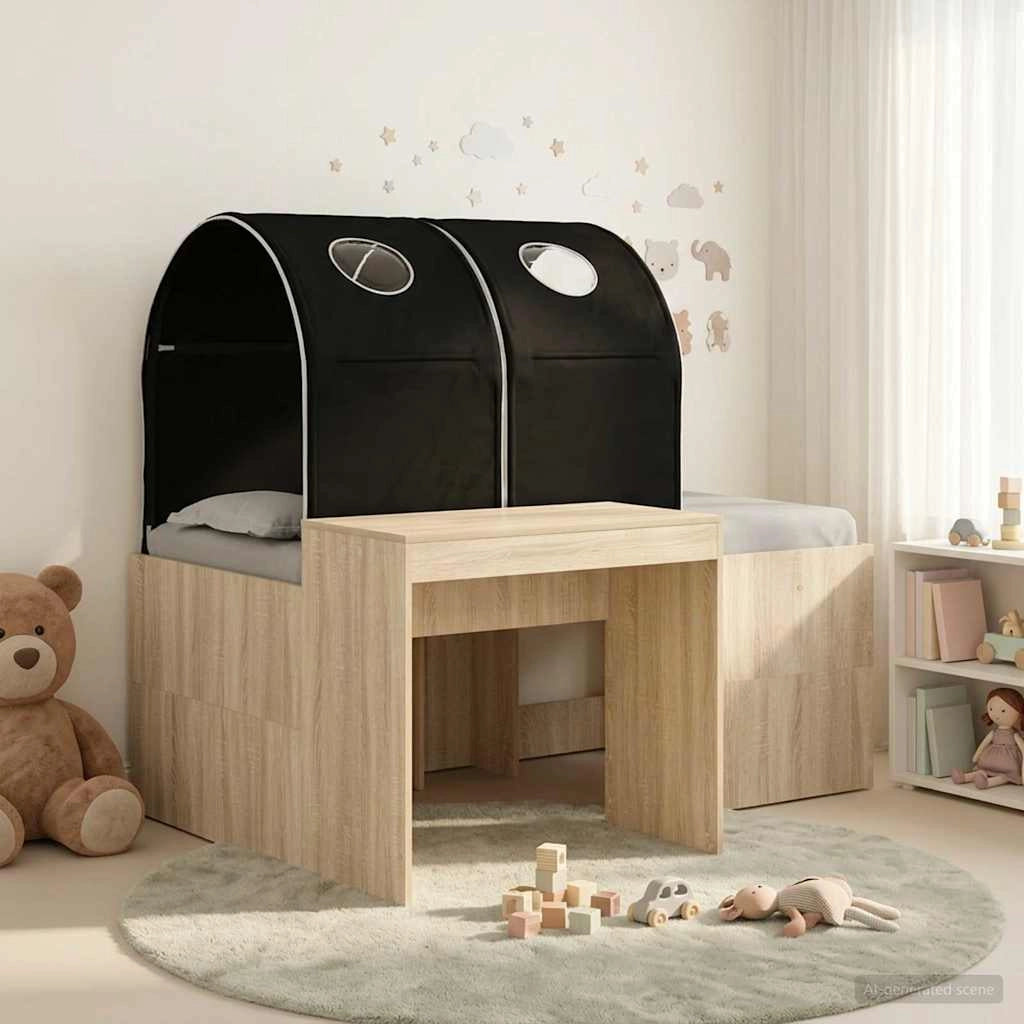 Letto con Tunnel 3 pz Rovere Sonoma e Nero Legno ingegnerizzato 3423520