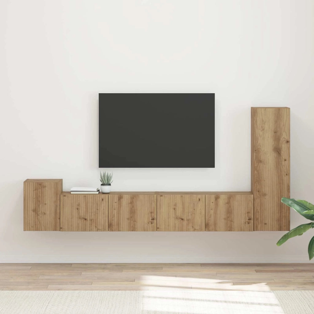 Set mobile TV 3 pz | Armadietto TV | Mobile Porta TV Rovere artigianale Legno multistrato