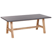 Tavolo da giardino in cemento 200 x 100 cm base in legno di acacia stile industriale grigio legno chiaro