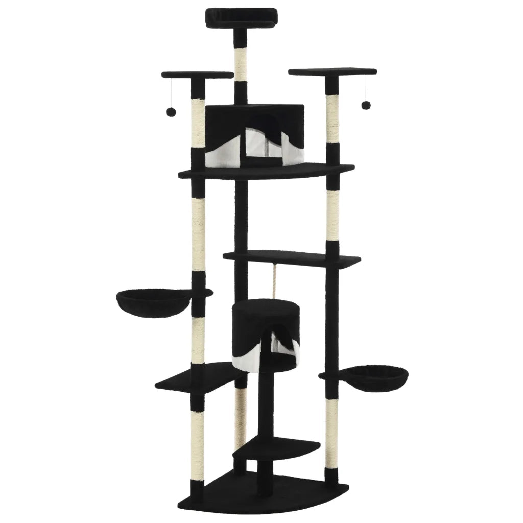 Albero per Gatti e Tiragraffi in Sisal 203 cm Nero e Bianco CFW6331878