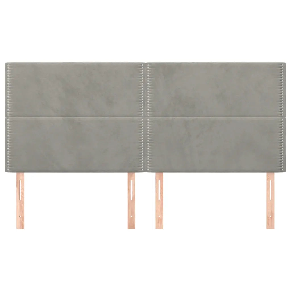 Testiere 4 pz Grigio Chiaro 100x5x78/88 cm in Velluto
