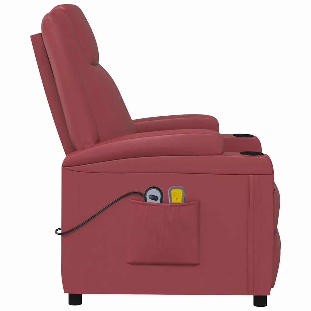 Divano Sedia-Poltrona Massaggio Elettrica Rosso Vino Similpelle 956529
