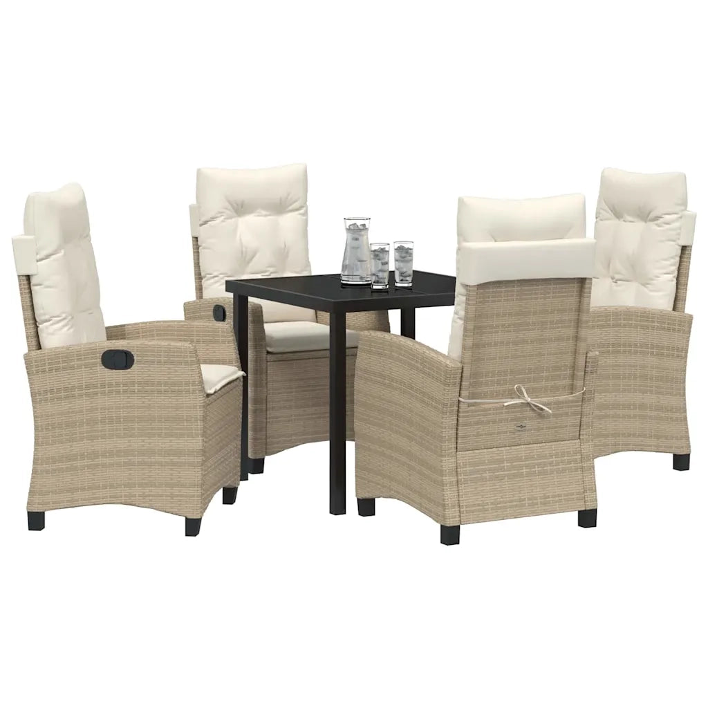Set da Pranzo per Giardino con cuscino 5 pcs Beige polyrattan 3380394