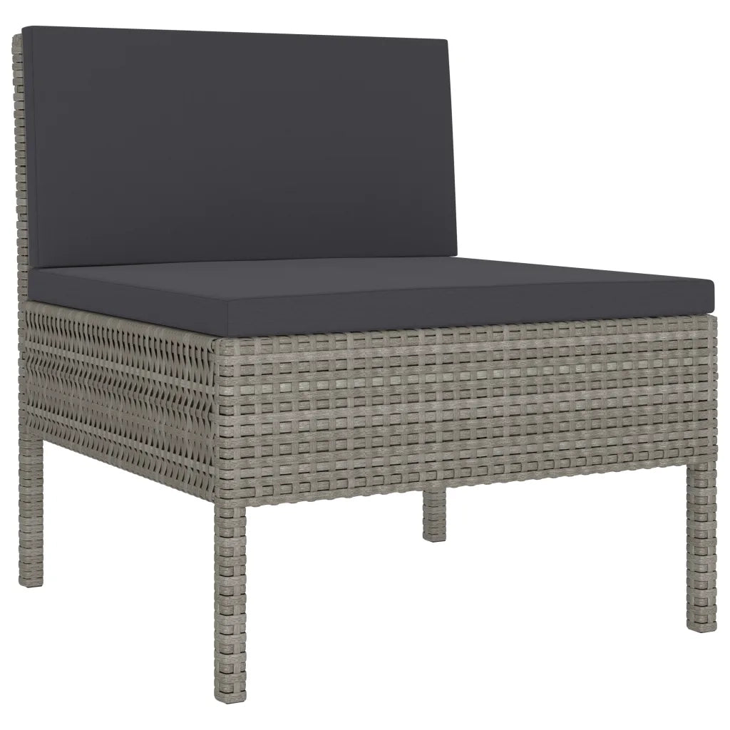 Sedie da Giardino 3 pz | Sedie da Esterno con Cuscini in Polyrattan Grigio
