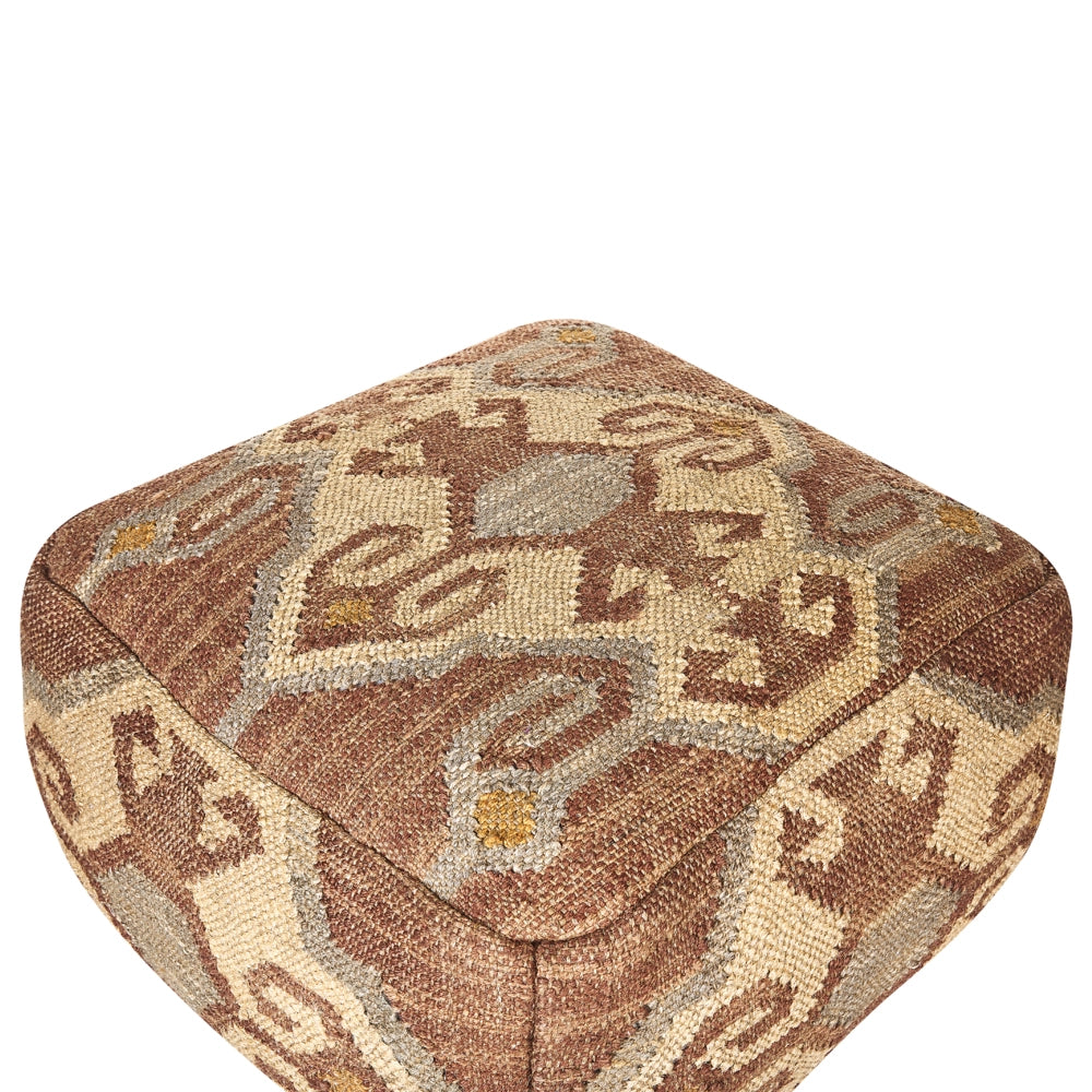 Pouf multicolore in lana di iuta 50 x 50 x 30 cm con motivo geometrico quadrato Moderno Poggiapiedi  imbottito