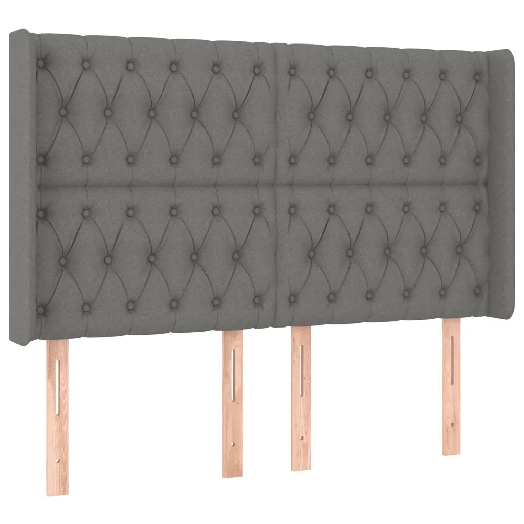 Letto a Molle Materasso e LED Grigio Scuro 140x200cm in Tessuto