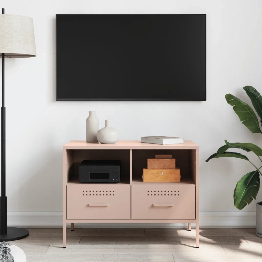 Mobile TV-Credenza per TV-Console TV Rosa 68x39x50,5 cm in Acciaio 650079