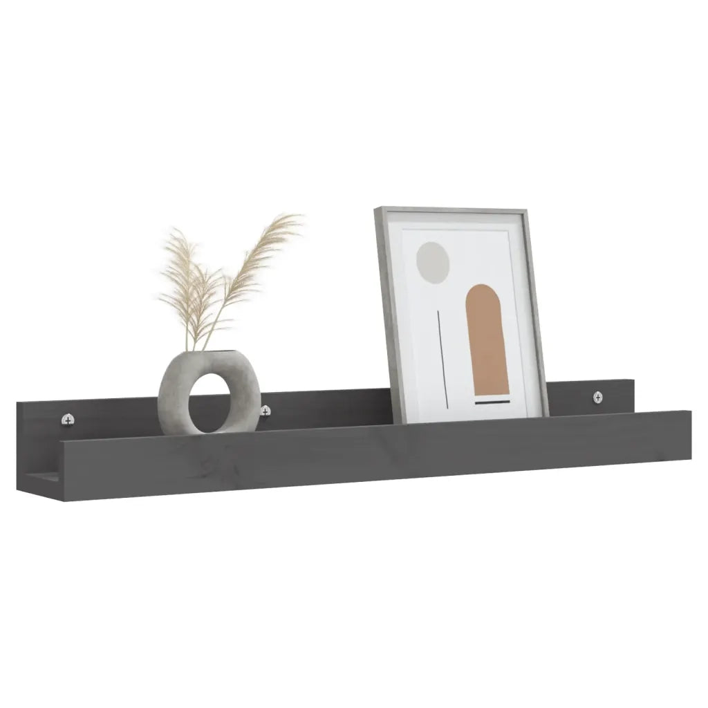 Mensole da Parete 2 pz Grigio 80x12x9cm Legno Massello di Pino cod mxl 32788