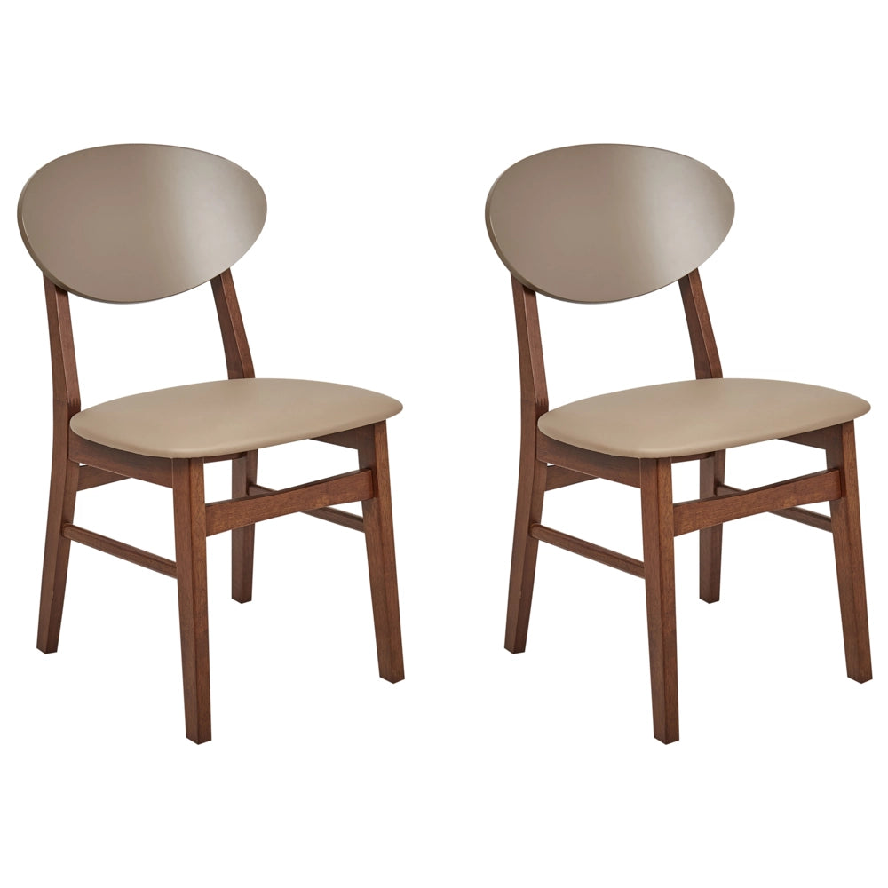 Set di 2 sedie da pranzo Struttura in legno di gomma scuro Seduta in ecopelle marrone Senza braccioli Design scandinavo