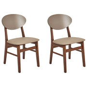 Set di 2 sedie da pranzo Struttura in legno di gomma scuro Seduta in ecopelle marrone Senza braccioli Design scandinavo