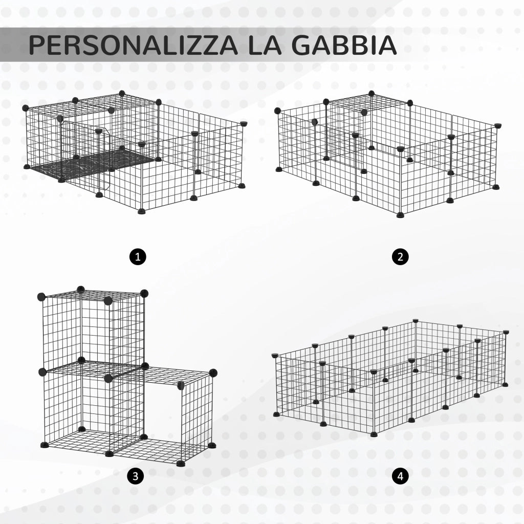 Recinto per Animali Modulabile ¨C zephmum ¨C 105x70x35 cm Nero