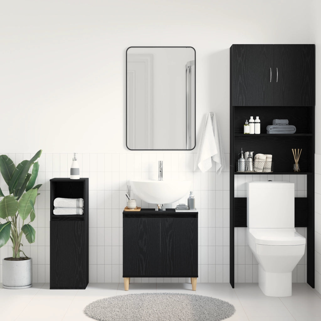 Mobile Lavabo Nero Rovere 58x33x60 cm Legno Ingegnerizzato