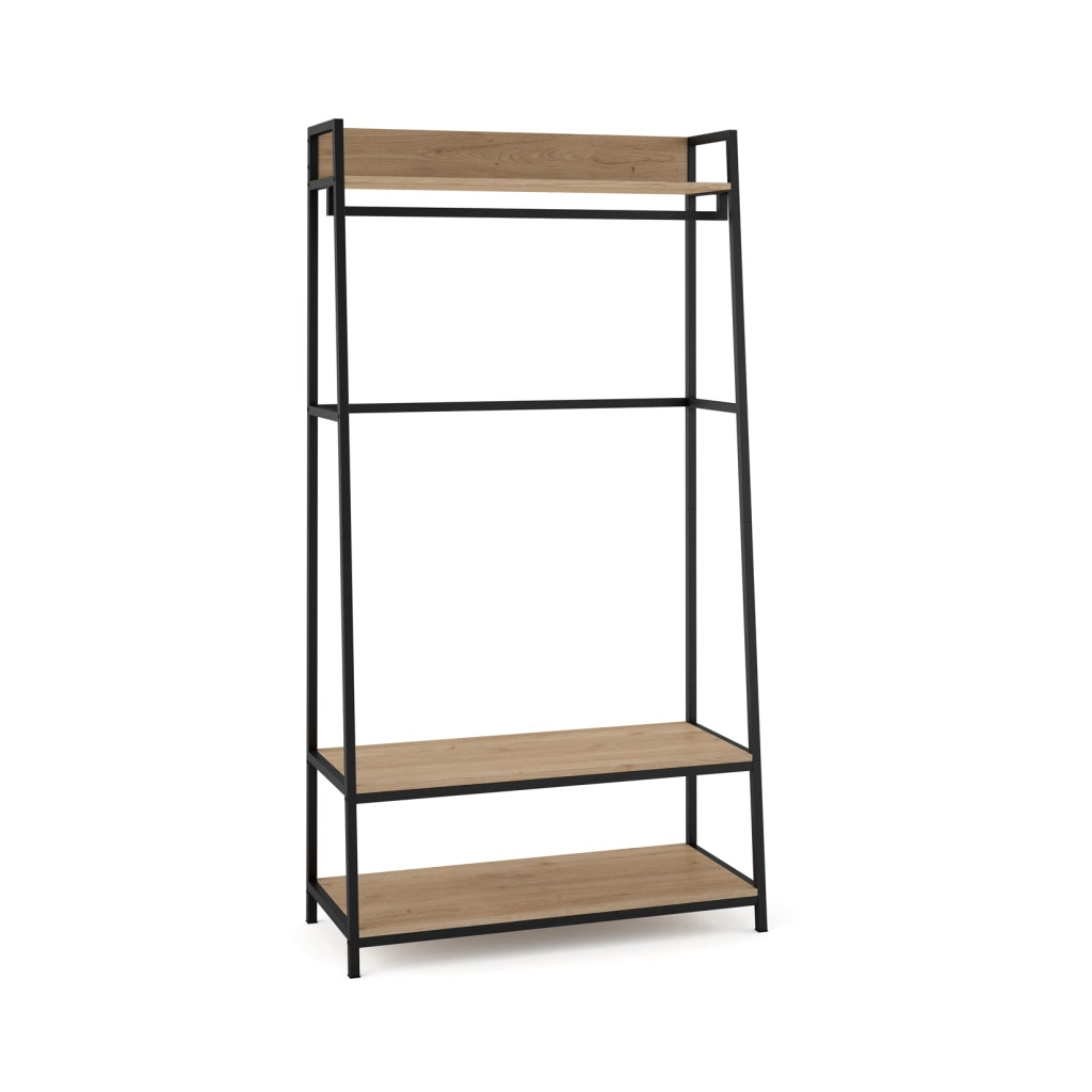 Appendiabiti industriale Hispanohogar finitura rovere e grafite 176x84x40