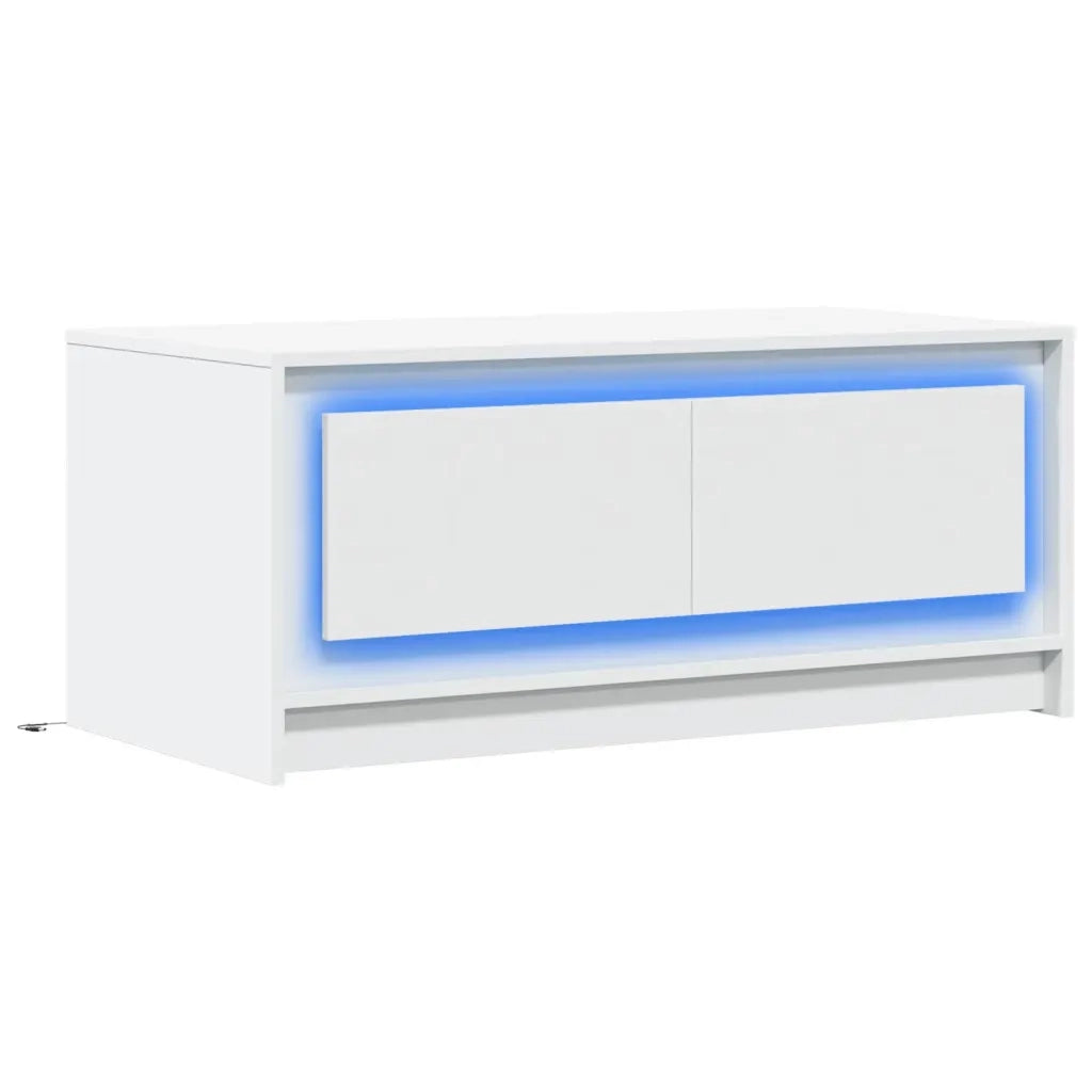Tavolino da Salotto con Luci LED Bianco in Truciolato 851984