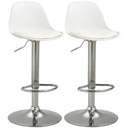Sgabello da Bar Regolabile con Schienale e Poggiapiedi ¨C zephmum ¨C Bianco 41x42x82-104cm