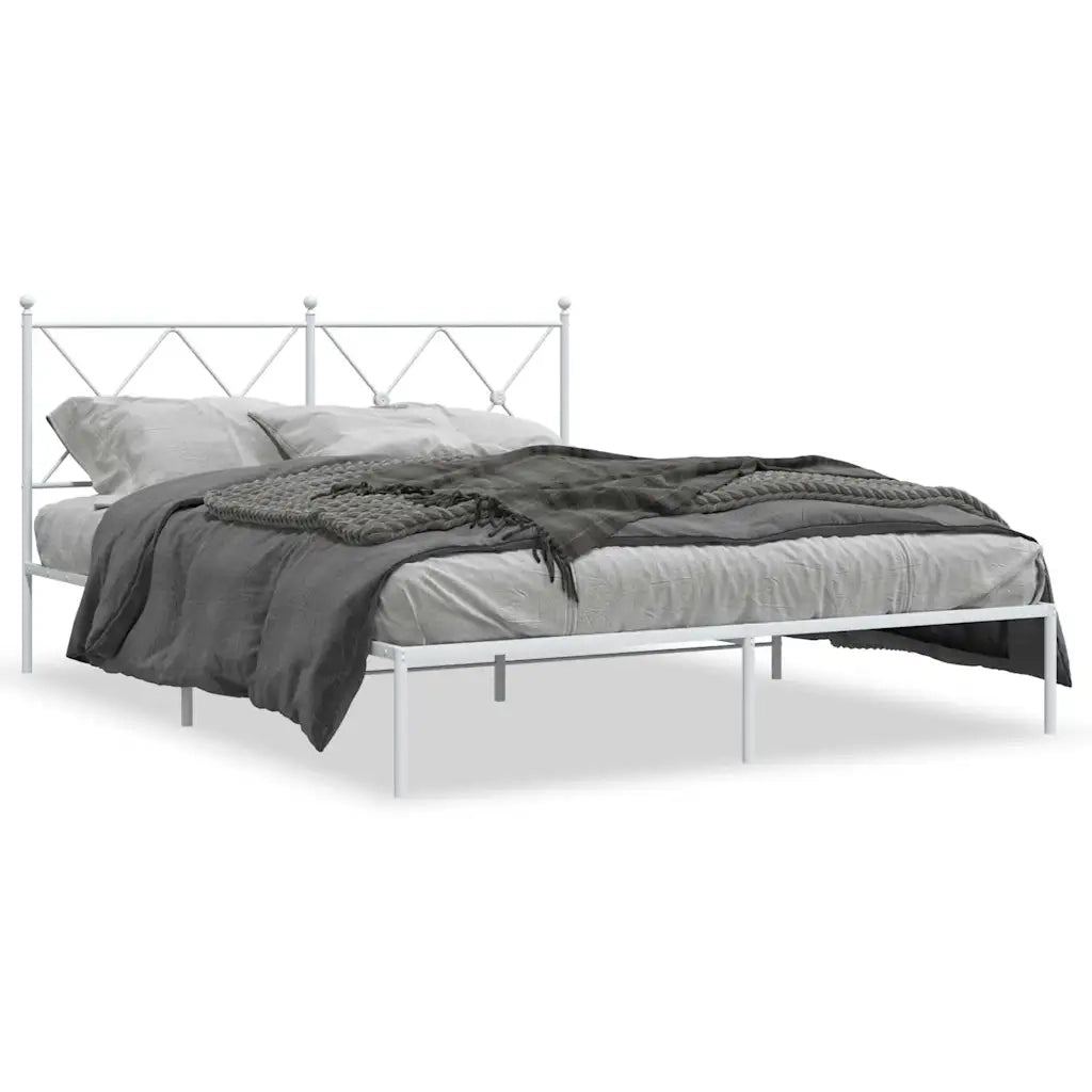 Giroletto con Testiera-Struttura Letto con testiera Metallo Bianco 150x200 cm 766203