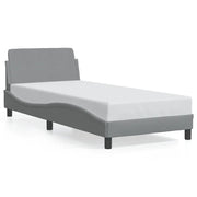 Letto singolo | Letto per adulti | Giroletto Dover Grigio Chiaro 90x190 cm Tessuto