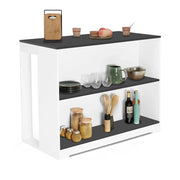 IDMarket - Tavolo bar a isola JUNO, legno bianco e piano grigio