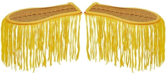 Decorazioni per spalline con finitura dorata - Spalline da manica - Piume rimovibili - Accessorio per festival e costume - Materiale in poliestere duraturo - Design lussuoso - Decorazione per spalla