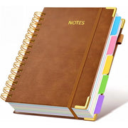 Agenda 2026 - Agenda 2026 per adulti - Quaderno B5 - Blocchetto a spirale - Quaderno in pelle - Con divise - 300 pagine - 25,4 x 20,5 x 2,8 cm - Per lavoro - scuola - Appunti - Donne - Marrone
