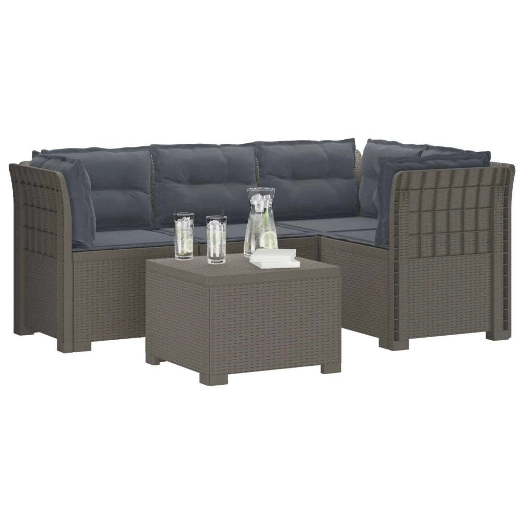 Divano da giardino 4 posti con cuscini aspetto rattan PP 3444029