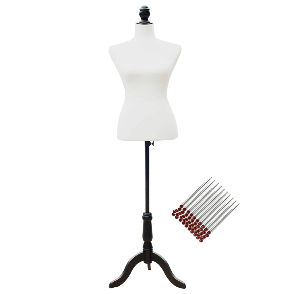 Manichino Donna Regolabile 130-168 cm ¨C Xylo ¨C Treppiede Legno con 50 Spilli Colorati Bianco