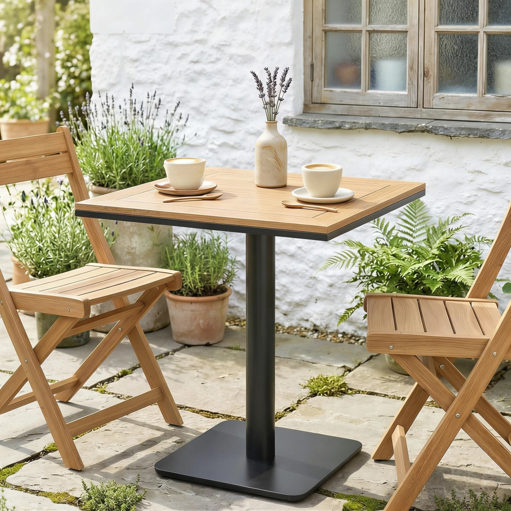 Tavolino da giardino quadrato ¨C Zephmum ¨C Legno effetto 70x70 cm