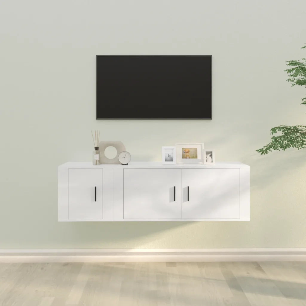 Set di Mobili Porta TV 2 pz Bianco in Legno Multistrato 3188422