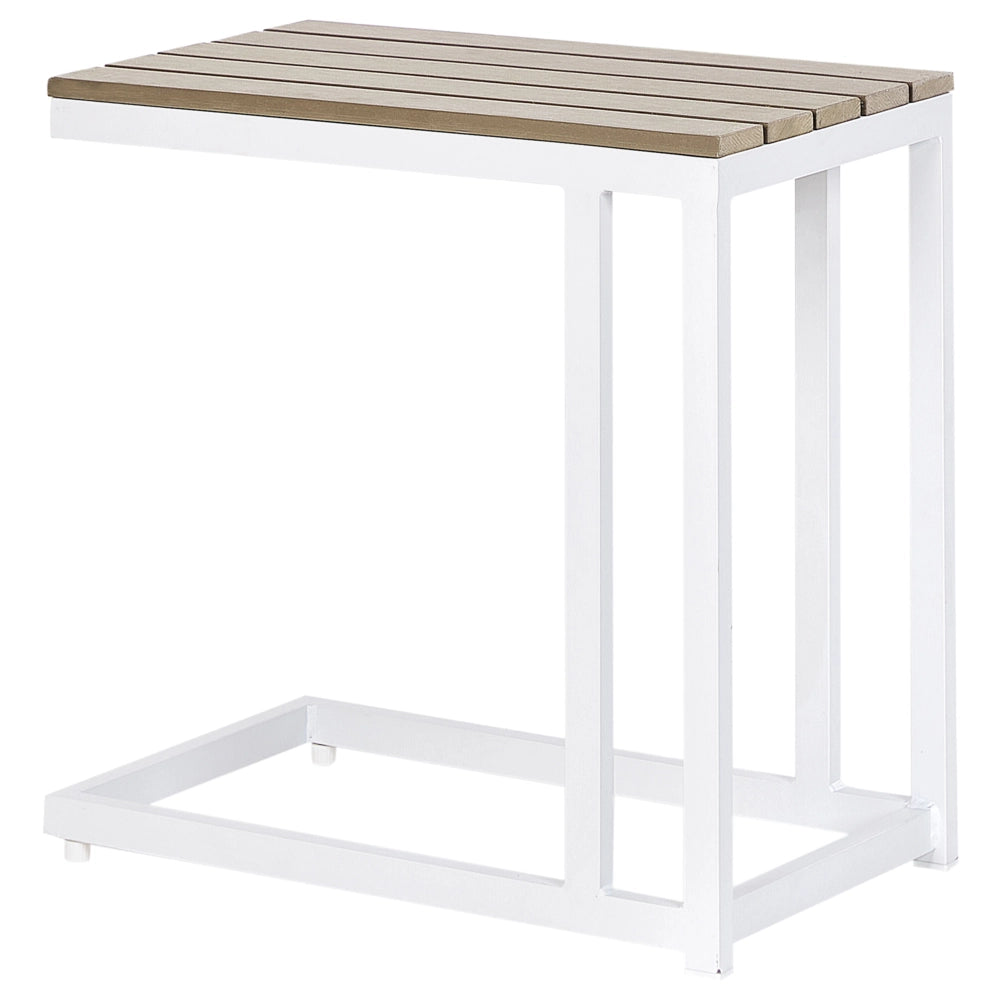 Tavolino da giardino Piano in legno plastico chiaro Struttura in alluminio bianco