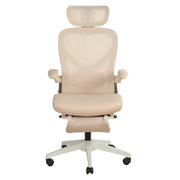 Sedia da ufficio pieghevole con supporto lombare e poggiatesta 3D in schiuma cream