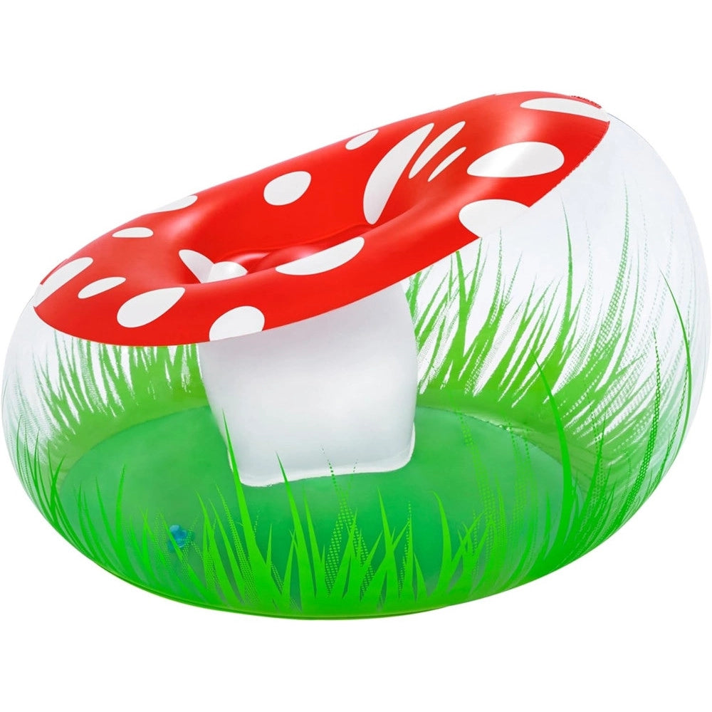 Trade Shop - Poltrona Gonfiabile Per Bambini Mighty Mushroom Design Fungo Con Erba 112x112x66cm 75123 -