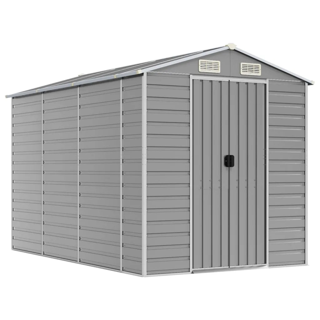 Casetta da giardino grigio chiaro 191x300x198 cm in acciaio zincato 3188244