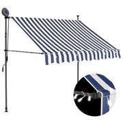 Tenda da Sole Retrattile Manuale con LED 150 cm Blu e Bianco cod mxl 18857