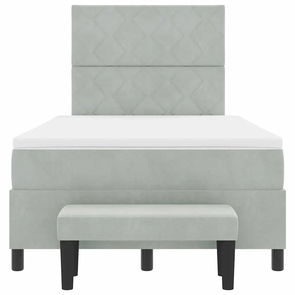 Letto a molle con materasso Grigio chiaro 120 x 190 cm Velluto 3344564