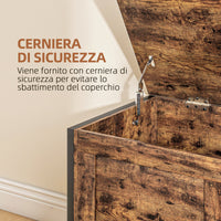Cassapanca in Legno Stile Industriale 80x40x49cm Contenitore 95L Marrone