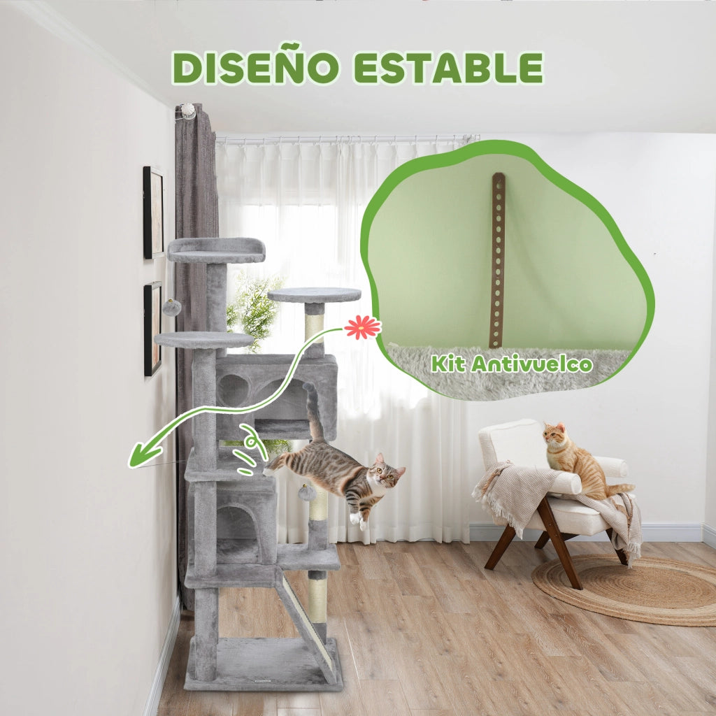 Albero per Gatti con Piattaforme ¨C Minimal ¨C Grigio 138 cm