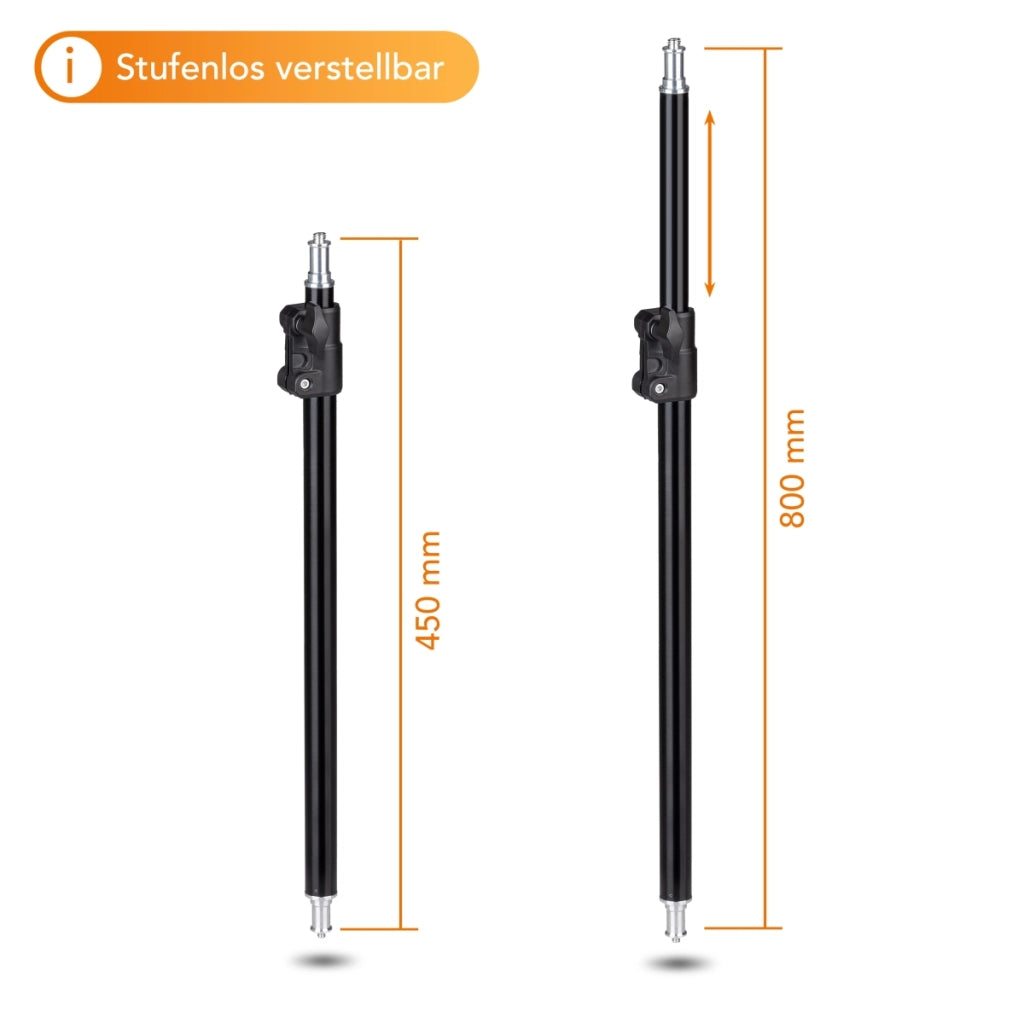 Stativo per luci a pavimento BL-K + colonna centrale estensibile 45-80 cm, cavalletto fotografico con spigot 5/8" e 1/4" 3/8", per foto e video