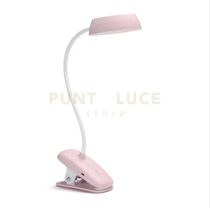 Donutclip DSK201 PT 3W 40K W USB 02 LAMPADA DA LETTURA PHILIPS DONUTCLIP DA SCRIVANIA ROSA