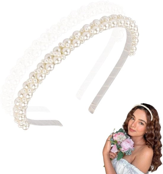Bande di capelli con perle per donne, perle artificiali bianche, bande di capelli di moda con perle artificiali per ragazze e donne, per uso quotidiano, appuntamenti, feste