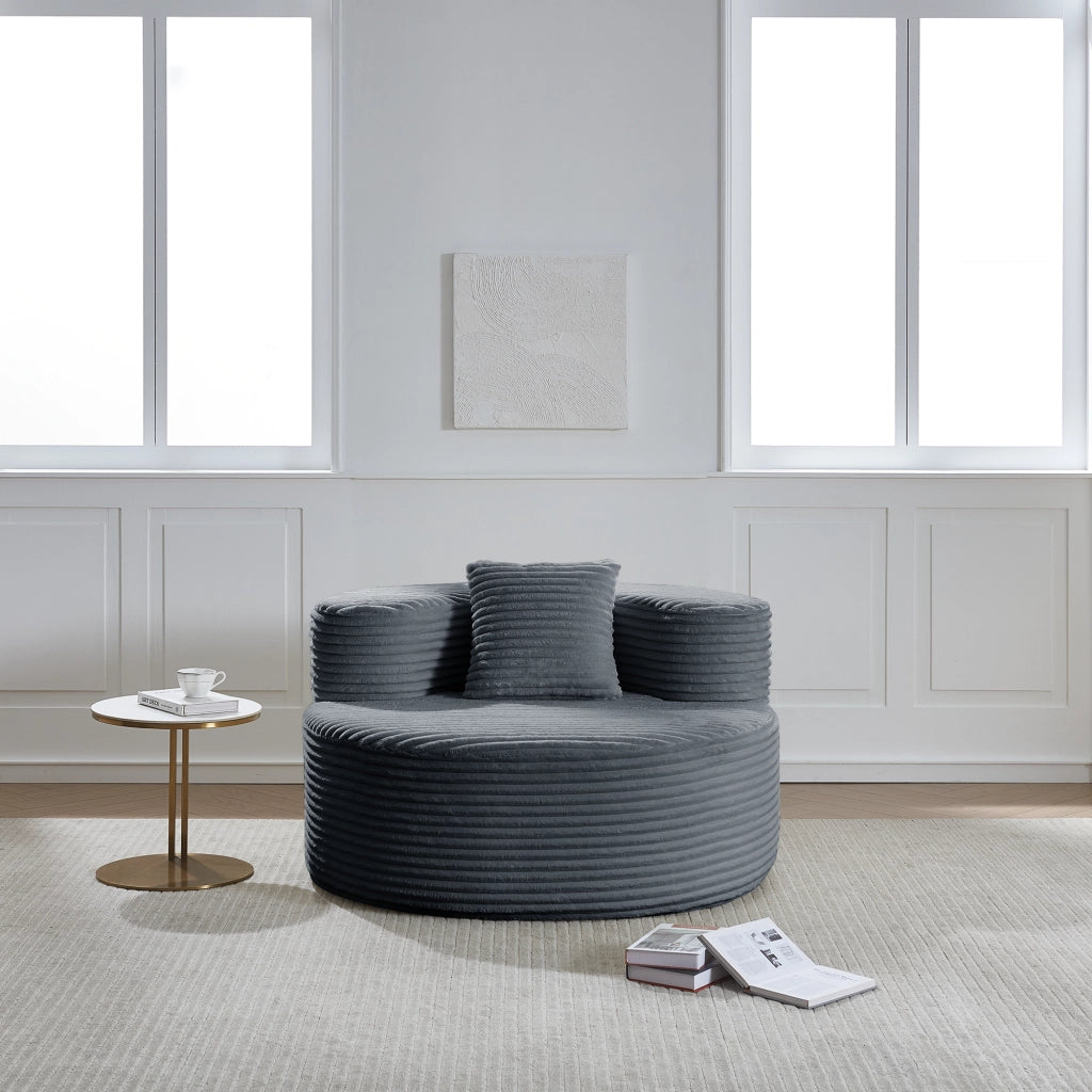 POLTRONA SACCO 112x105x59 cm Tessuto a coste Grigio scuro