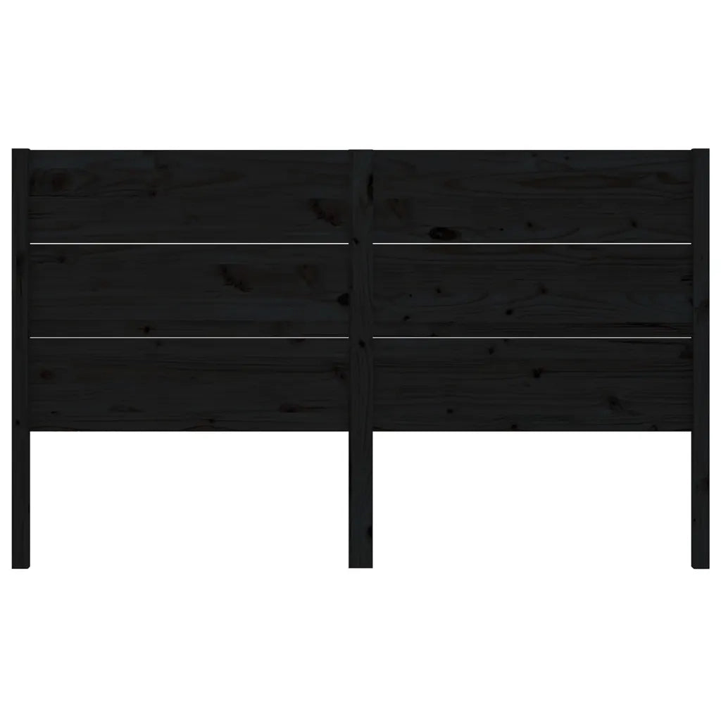 Testiera per Letto Nera 126x4x100 cm in Legno Massello di Pino 818714