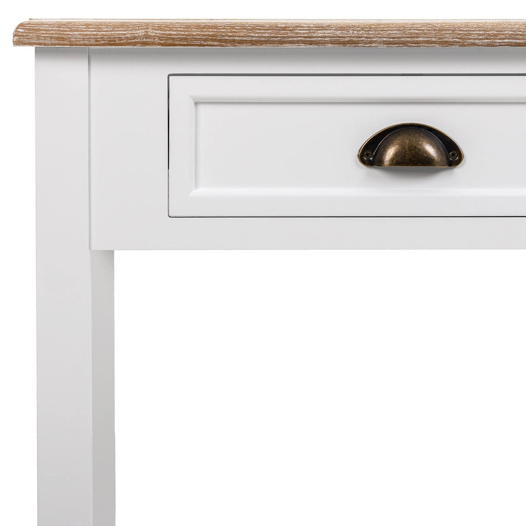 Mobile da ingresso in legno con 2 cassetti e 1 ripiano bianco 100x40x78