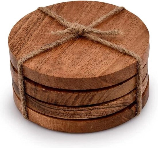 Onderzetters in Acacia - Protezione Tavolo - Set da 4 - 10,16 cm