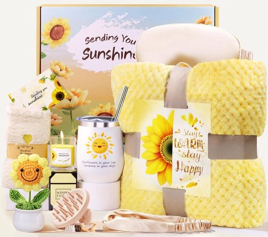 Set di regali per donne - Cadeau zonneroos - Coperta di flanella - Candela profumata - Set di regali rilassanti
