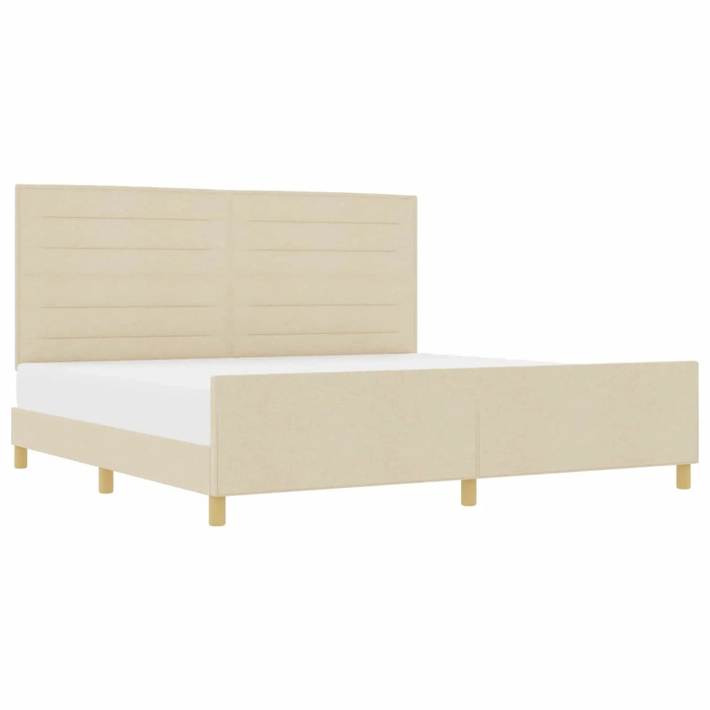 Struttura del letto con testiera Crema 200 x 200 cm Tessuto 3344681