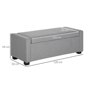 Panca Fondo Letto 120x50x44 cm con Vano Contenitore in Tessuto Grigio