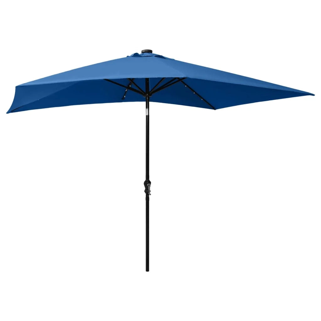 Ombrellone con LED e palo in acciaio 2 x 3 m azzurro 02_0008067