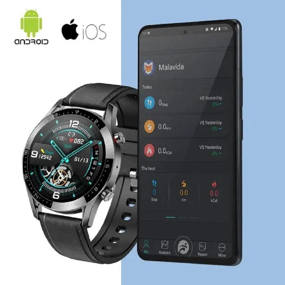 Trade Shop - Smartwatch Orologio Intelligente Bluetooth Cinturino Pelle Smart Sport Fitness Gt05 -